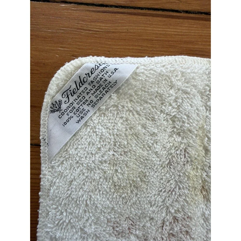 Vintage Fieldcrest Washcloth 12x12 Floral Textured Cotton Bath USA Towel Print